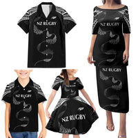 New Zealand Rugby Custom Family Matching Puletasi and Hawaiian Shirt Aotearoa Armour Blacks Silver Ferns - Polynesian Pride