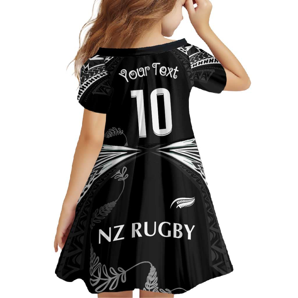 New Zealand Rugby Custom Family Matching Short Sleeve Bodycon Dress and Hawaiian Shirt Aotearoa Armour Blacks Silver Ferns - Polynesian Pride