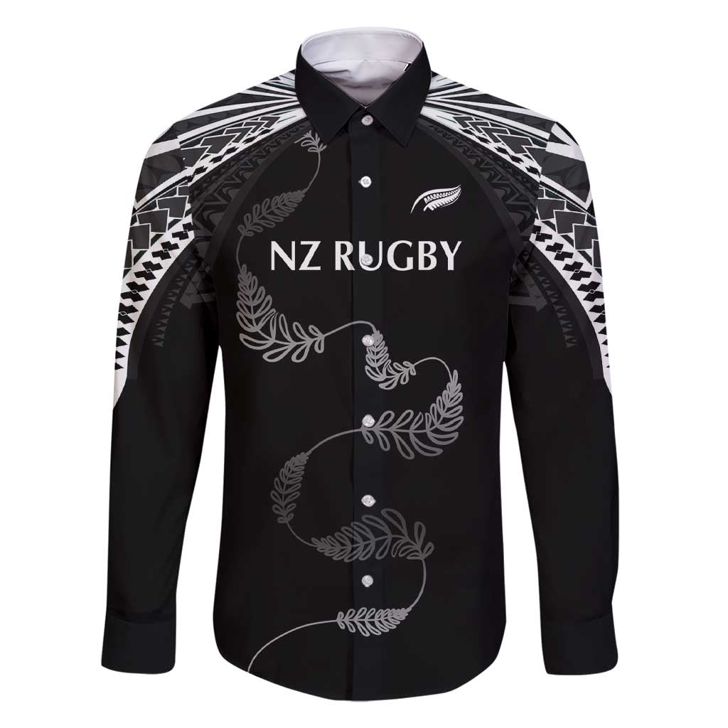 New Zealand Rugby Custom Family Matching Short Sleeve Bodycon Dress and Hawaiian Shirt Aotearoa Armour Blacks Silver Ferns - Polynesian Pride