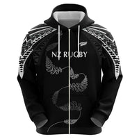 New Zealand Rugby Custom Hoodie Aotearoa Armour Blacks Silver Ferns - Polynesian Pride