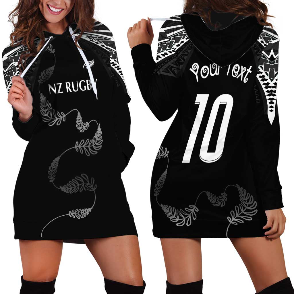 New Zealand Rugby Custom Hoodie Dress Aotearoa Armour Blacks Silver Ferns - Polynesian Pride