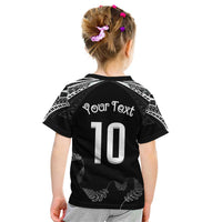 New Zealand Rugby Custom Kid T Shirt Aotearoa Armour Blacks Silver Ferns - Polynesian Pride