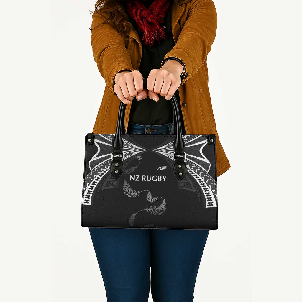 New Zealand Rugby Leather Bag Aotearoa Armour Blacks Silver Ferns - Polynesian Pride