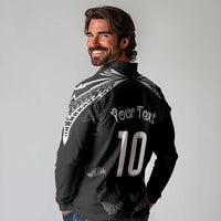 New Zealand Rugby Custom Long Sleeve Polo Shirt Aotearoa Armour Blacks Silver Ferns - Polynesian Pride