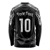 New Zealand Rugby Custom Long Sleeve Shirt Aotearoa Armour Blacks Silver Ferns - Polynesian Pride