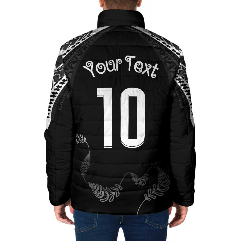 New Zealand Rugby Custom Padded Jacket Aotearoa Armour Blacks Silver Ferns - Polynesian Pride