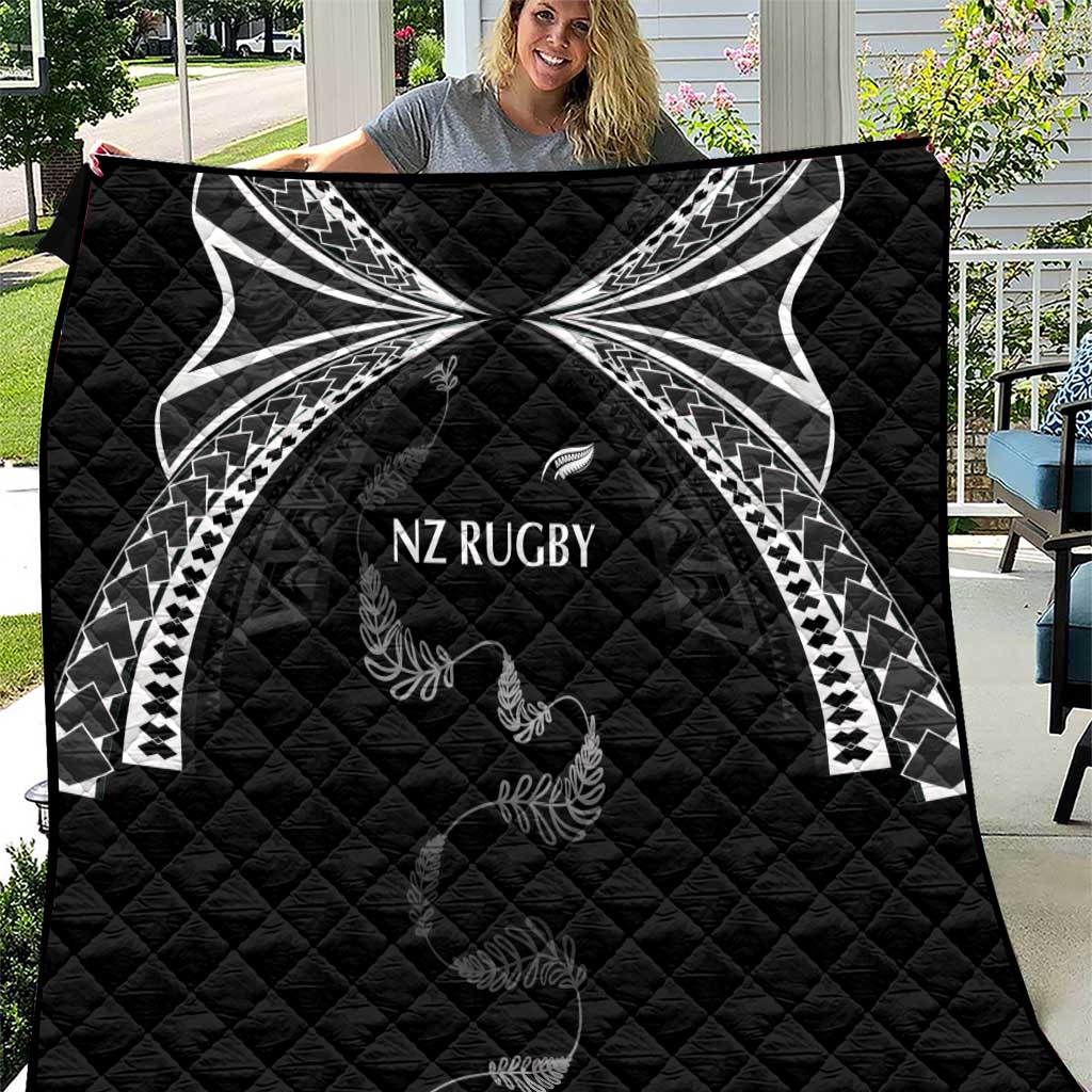 New Zealand Rugby Quilt Aotearoa Armour Blacks Silver Ferns - Polynesian Pride