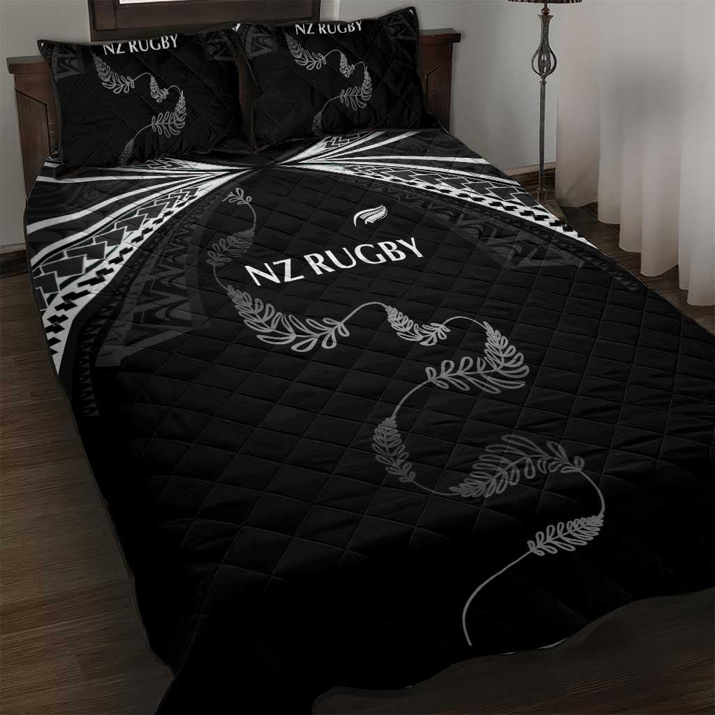 New Zealand Rugby Quilt Bed Set Aotearoa Armour Blacks Silver Ferns - Polynesian Pride
