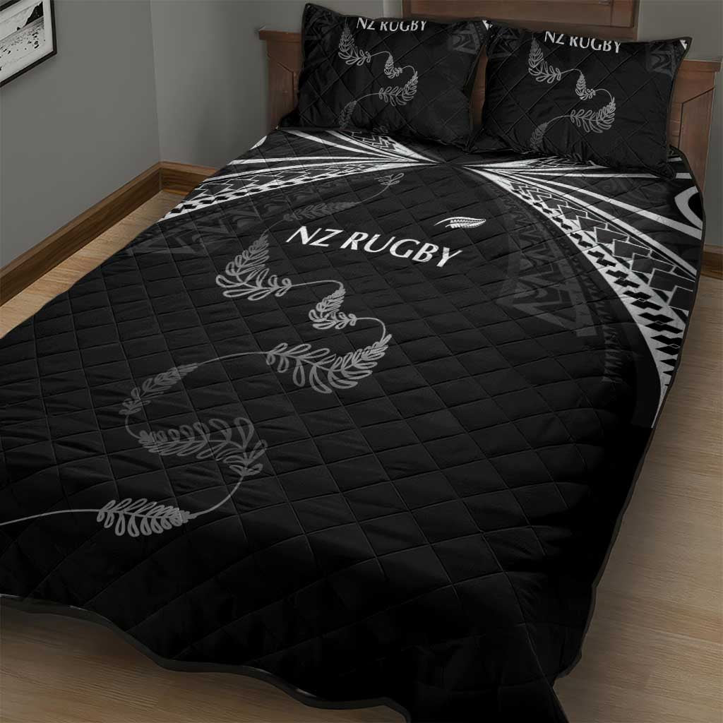 New Zealand Rugby Quilt Bed Set Aotearoa Armour Blacks Silver Ferns - Polynesian Pride