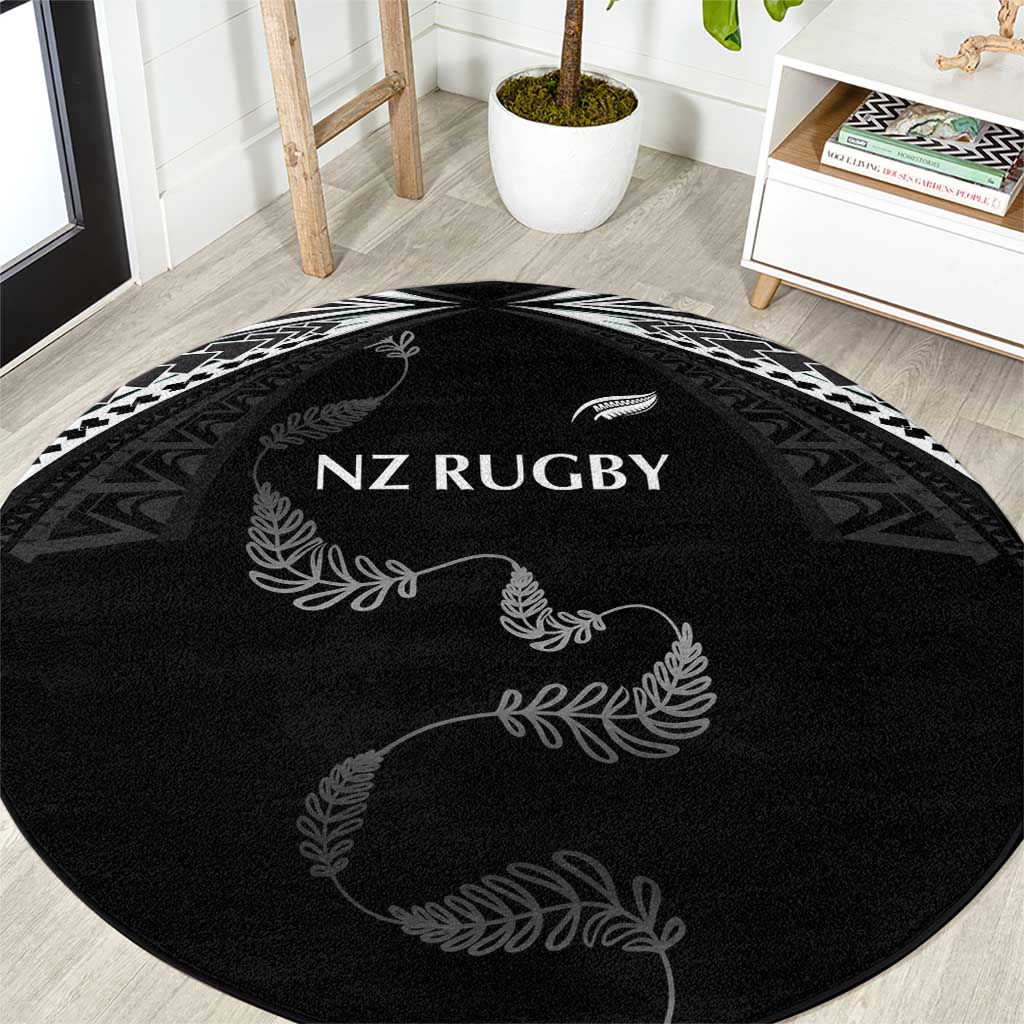 New Zealand Rugby Round Carpet Aotearoa Armour Blacks Silver Ferns - Polynesian Pride