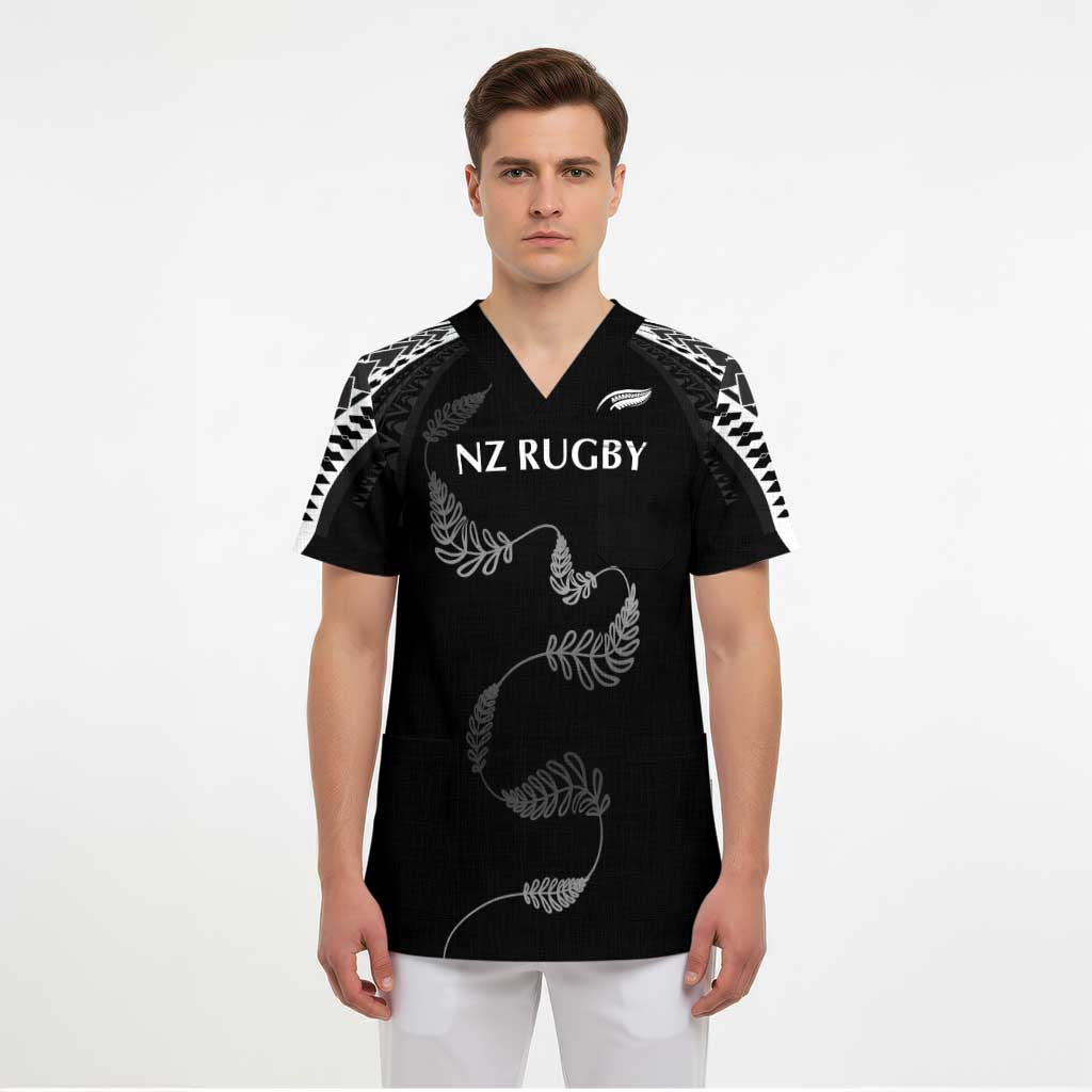 New Zealand Rugby Custom Scrub Top Aotearoa Armour Blacks Silver Ferns - Polynesian Pride