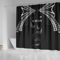 New Zealand Rugby Shower Curtain Aotearoa Armour Blacks Silver Ferns - Polynesian Pride