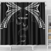 New Zealand Rugby Shower Curtain Aotearoa Armour Blacks Silver Ferns - Polynesian Pride