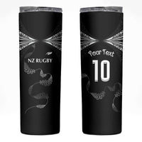 New Zealand Rugby Custom Skinny Tumbler Aotearoa Armour Blacks Silver Ferns - Polynesian Pride