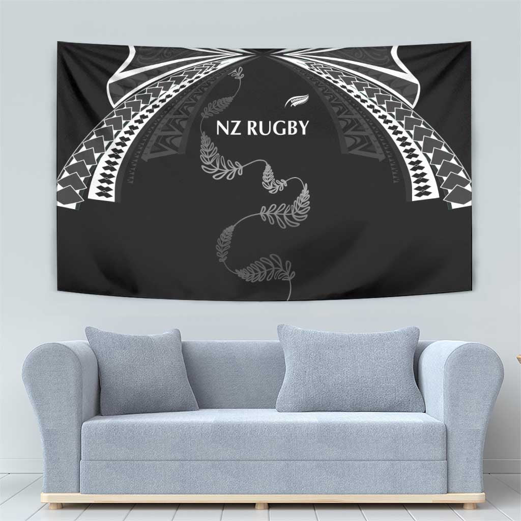New Zealand Rugby Tapestry Aotearoa Armour Blacks Silver Ferns - Polynesian Pride