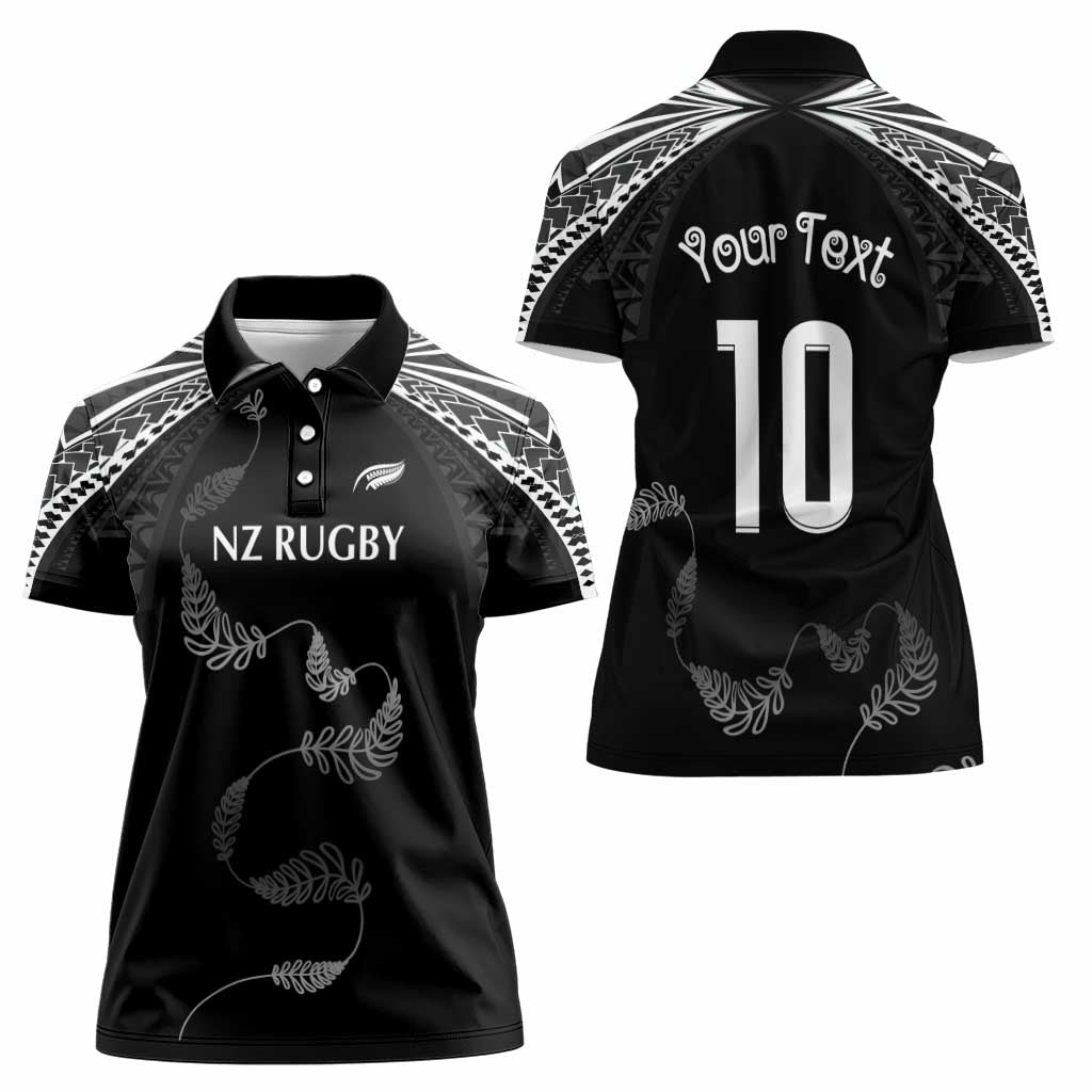 New Zealand Rugby Custom Women Polo Shirt Aotearoa Armour Blacks Silver Ferns - Polynesian Pride