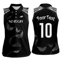 New Zealand Rugby Custom Women Sleeveless Polo Shirt Aotearoa Armour Blacks Silver Ferns - Polynesian Pride