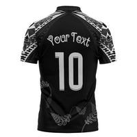 New Zealand Rugby Custom Zipper Polo Shirt Aotearoa Armour Blacks Silver Ferns - Polynesian Pride