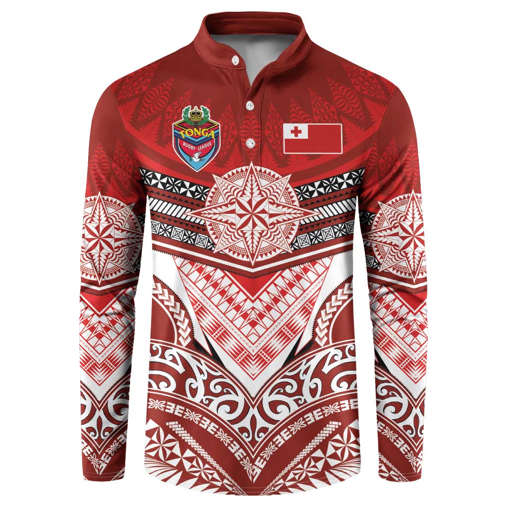 Tonga Rugby Custom Button Sweatshirt Mana o Tonga-Tribal Heritage Edition Red Color - Polynesian Pride