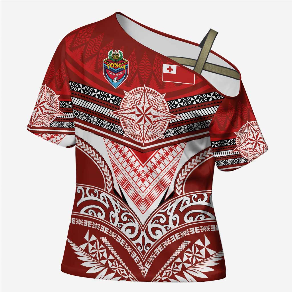 Tonga Rugby Custom Cross Shoulder Shirt Mana o Tonga-Tribal Heritage Edition Red Color LT03 Female Red - Polynesian Pride