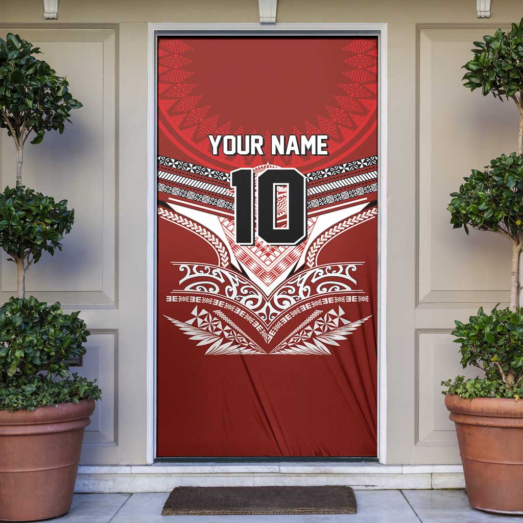 Tonga Rugby Custom Door Cover Mana o Tonga-Tribal Heritage Edition Red Color - Polynesian Pride