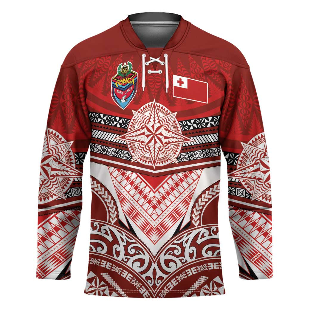 Tonga Rugby Custom Hockey Jersey Mana o Tonga-Tribal Heritage Edition Red Color - Polynesian Pride