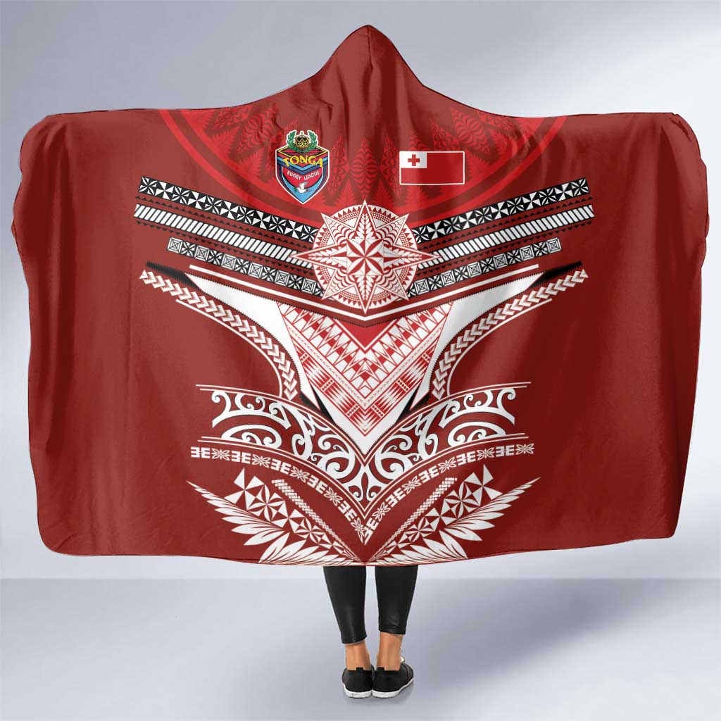Tonga Rugby Hooded Blanket Mana o Tonga-Tribal Heritage Edition Red Color - Polynesian Pride