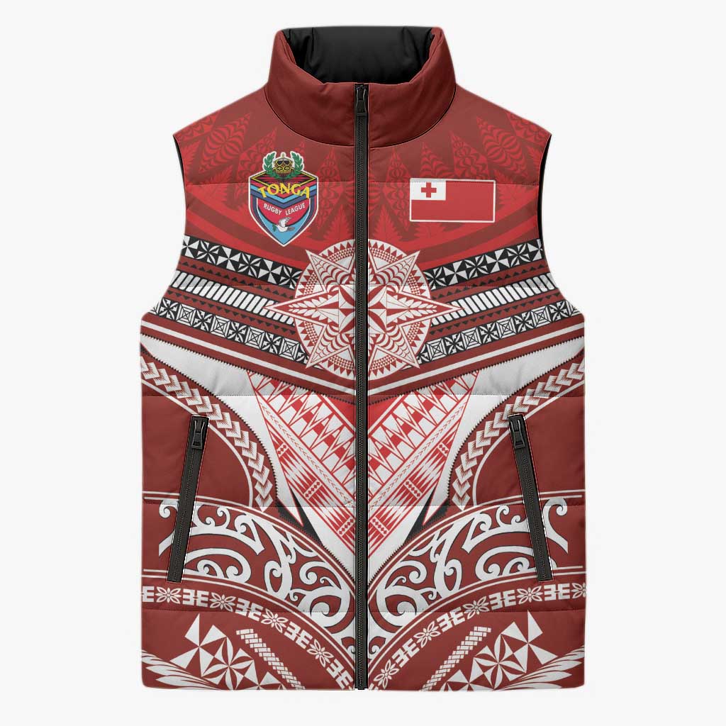 Tonga Rugby Custom Sleeveless Puffer Jacket Mana o Tonga-Tribal Heritage Edition Red Color LT03 Unisex Red - Polynesian Pride