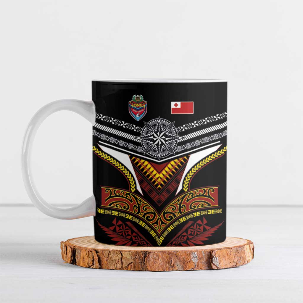 Tonga Rugby Custom Ceramic Mug Mana o Tonga-Tribal Heritage Edition Black Color LT03 Red - Polynesian Pride