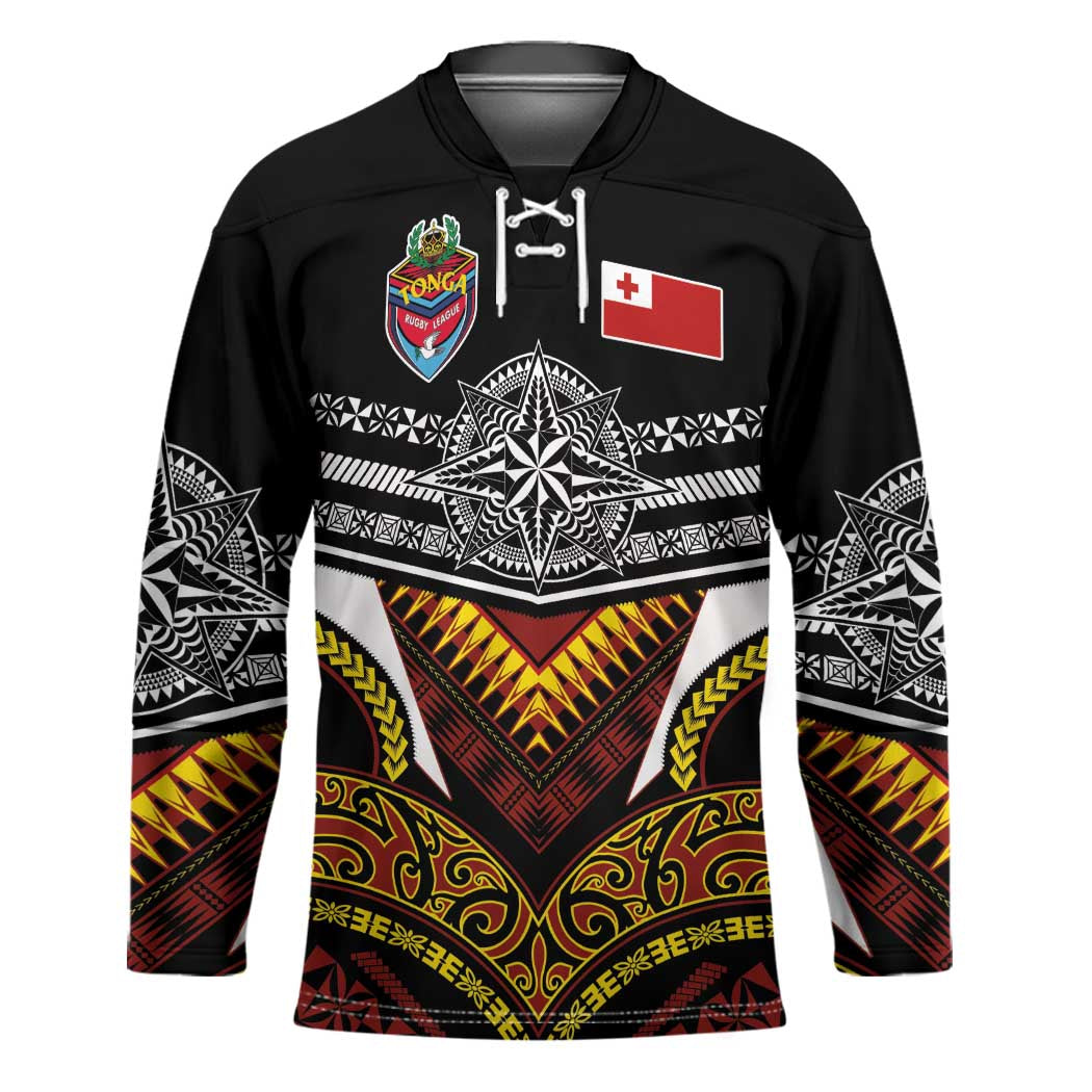 Tonga Rugby Custom Hockey Jersey Mana o Tonga-Tribal Heritage Edition Black Color - Polynesian Pride