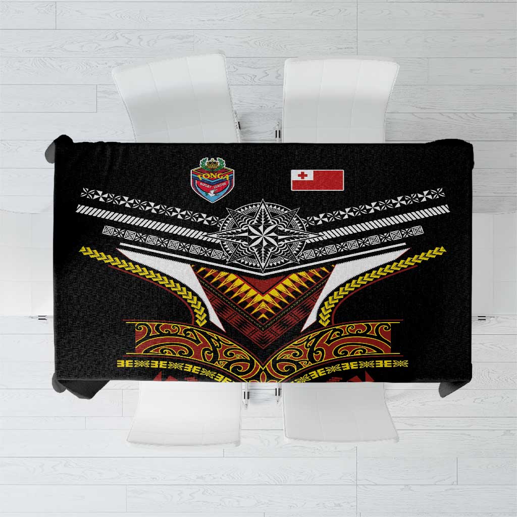 Tonga Rugby Tablecloth Mana o Tonga-Tribal Heritage Edition Black Color LT03 Red - Polynesian Pride