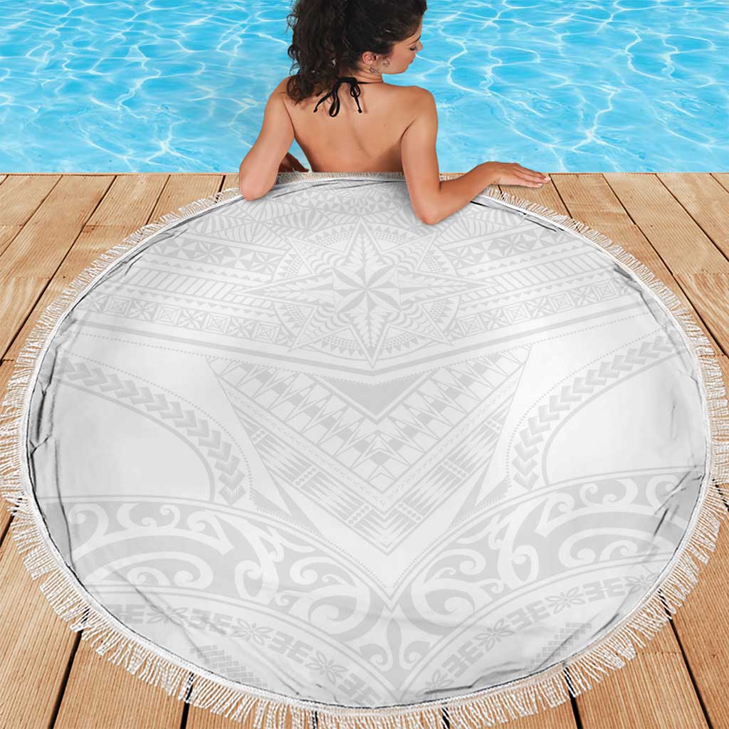 Tonga White Sunday Beach Blanket Tongan Tribal Heritage Tattoos - Polynesian Pride