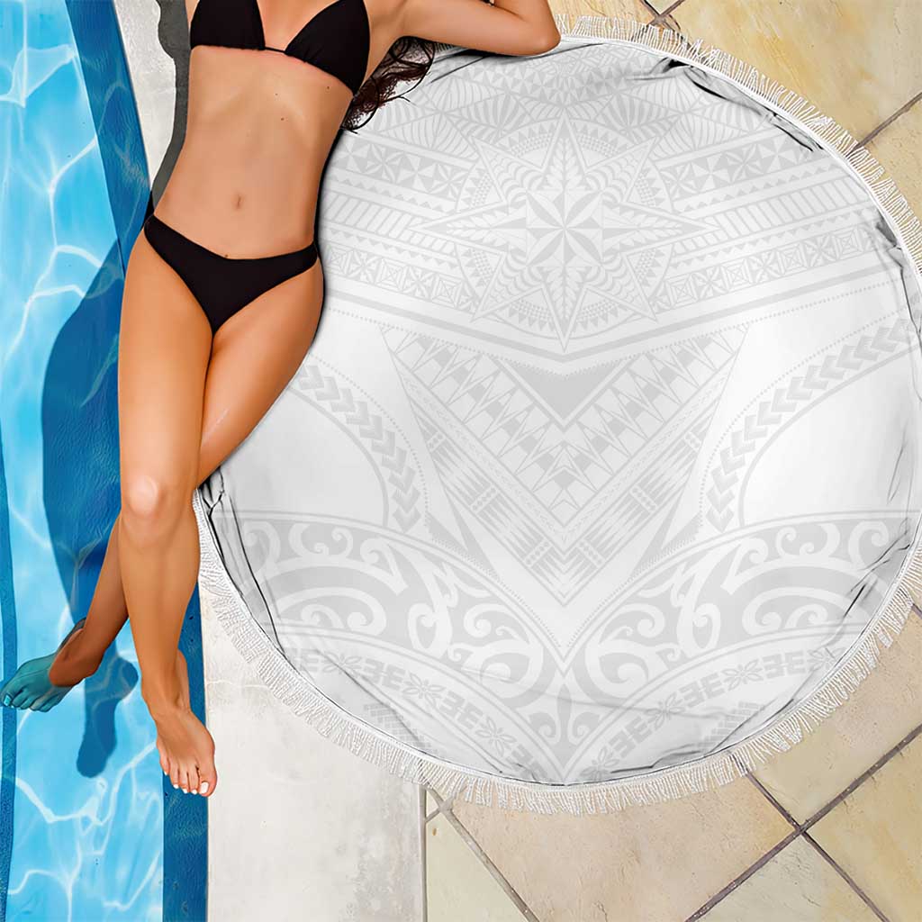 Tonga White Sunday Beach Blanket Tongan Tribal Heritage Tattoos - Polynesian Pride