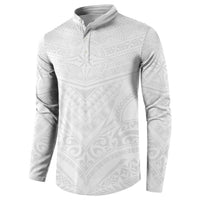 Tonga White Sunday Button Sweatshirt Tongan Tribal Heritage Tattoos - Polynesian Pride