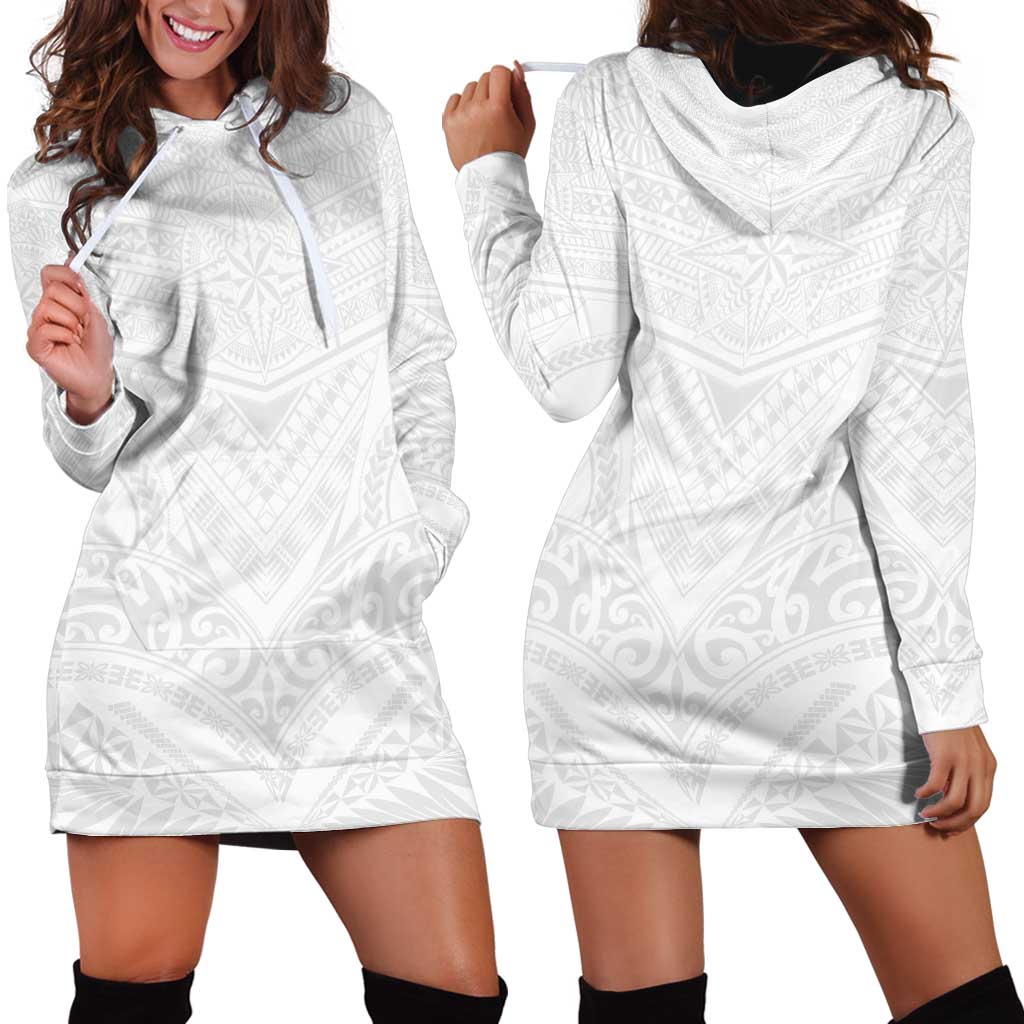 Tonga White Sunday Hoodie Dress Tongan Tribal Heritage Tattoos - Polynesian Pride