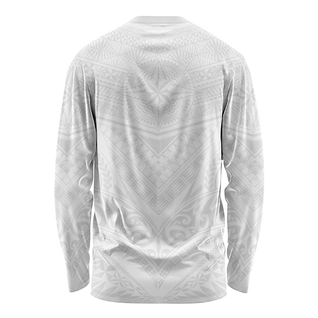 Tonga White Sunday Long Sleeve Shirt Tongan Tribal Heritage Tattoos - Polynesian Pride