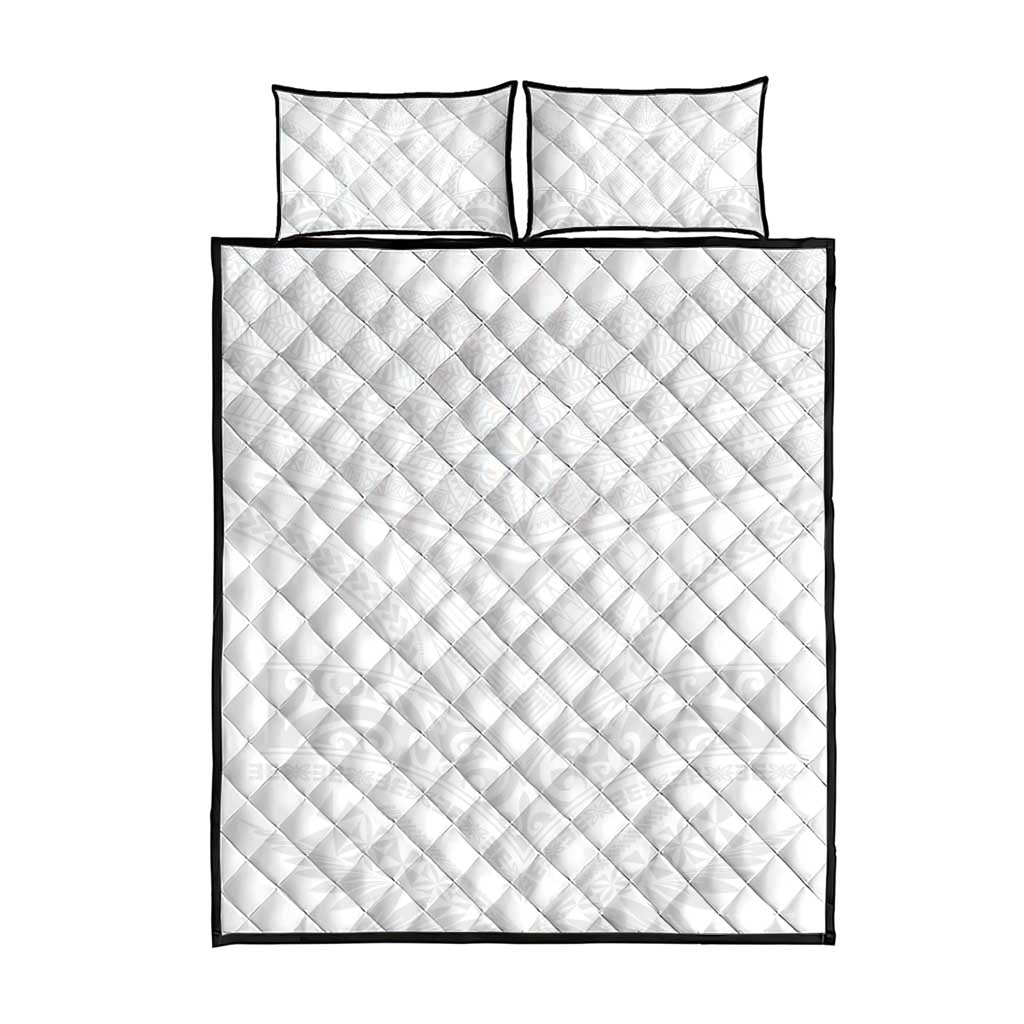 Tonga White Sunday Quilt Bed Set Tongan Tribal Heritage Tattoos - Polynesian Pride