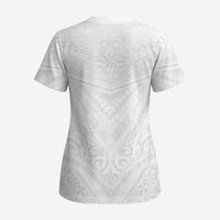 Tonga White Sunday Scrub Top Tongan Tribal Heritage Tattoos - Polynesian Pride