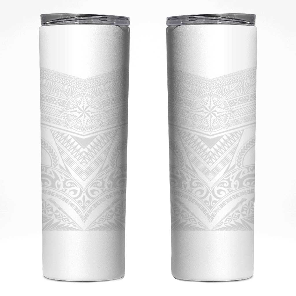 Tonga White Sunday Skinny Tumbler Tongan Tribal Heritage Tattoos - Polynesian Pride