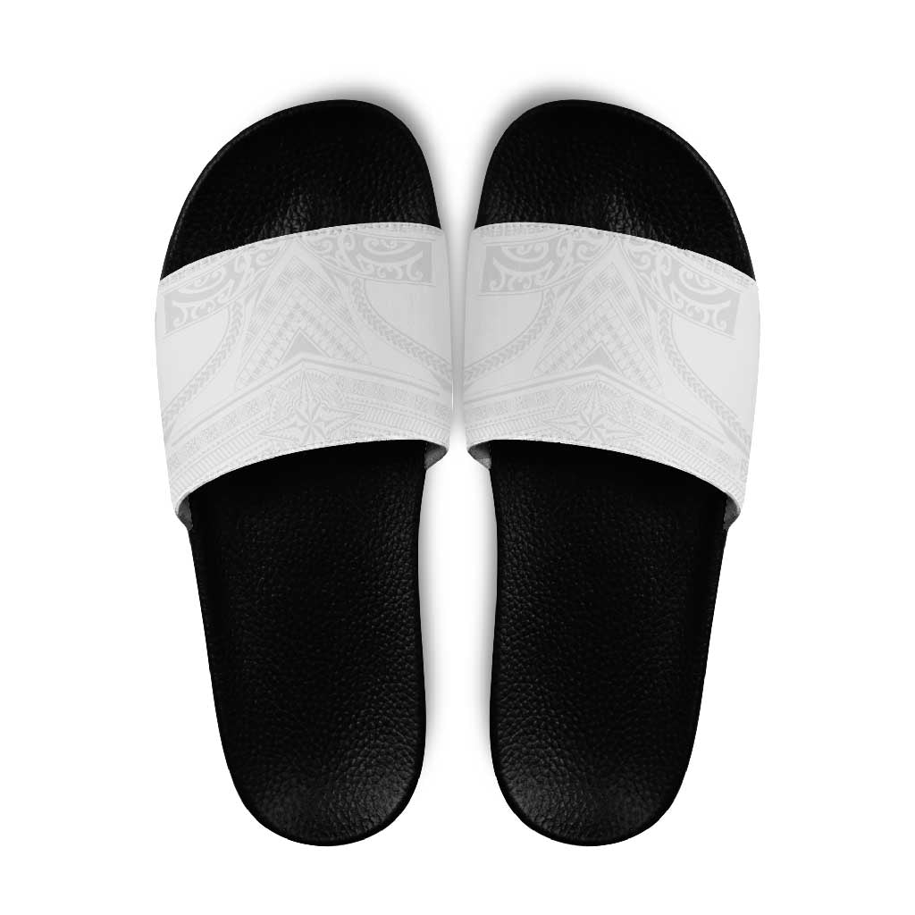 Tonga White Sunday Slide Sandals Tongan Tribal Heritage Tattoos - Polynesian Pride