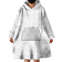 Tonga White Sunday Wearable Blanket Hoodie Tongan Tribal Heritage Tattoos - Polynesian Pride