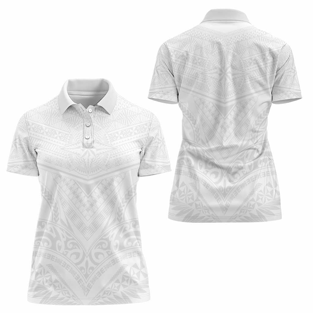Tonga White Sunday Women Polo Shirt Tongan Tribal Heritage Tattoos - Polynesian Pride