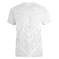 Tonga White Sunday Women V-Neck T-Shirt Tongan Tribal Heritage Tattoos - Polynesian Pride