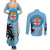 Personalised Fiji Couples Matching Summer Maxi Dress and Long Sleeve Button Shirts Tapa Pattern Fijian Coat of Arms and Palm Tree LT03 - Polynesian Pride