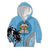 Personalised Fiji Kid Hoodie Tapa Pattern Fijian Coat of Arms and Palm Tree LT03 Zip Hoodie Blue - Polynesian Pride