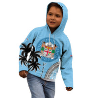 Personalised Fiji Kid Hoodie Tapa Pattern Fijian Coat of Arms and Palm Tree LT03 - Polynesian Pride