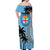 Personalised Fiji Off Shoulder Maxi Dress Tapa Pattern Fijian Coat of Arms and Palm Tree LT03 - Polynesian Pride