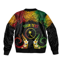 Personalised Chuuk Independence Day Bomber Jacket Polynesian Tattoo and Plumeria Reggae Color