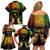 Personalised Chuuk Independence Day Family Matching Off Shoulder Short Dress and Hawaiian Shirt Polynesian Tattoo and Plumeria Reggae Color