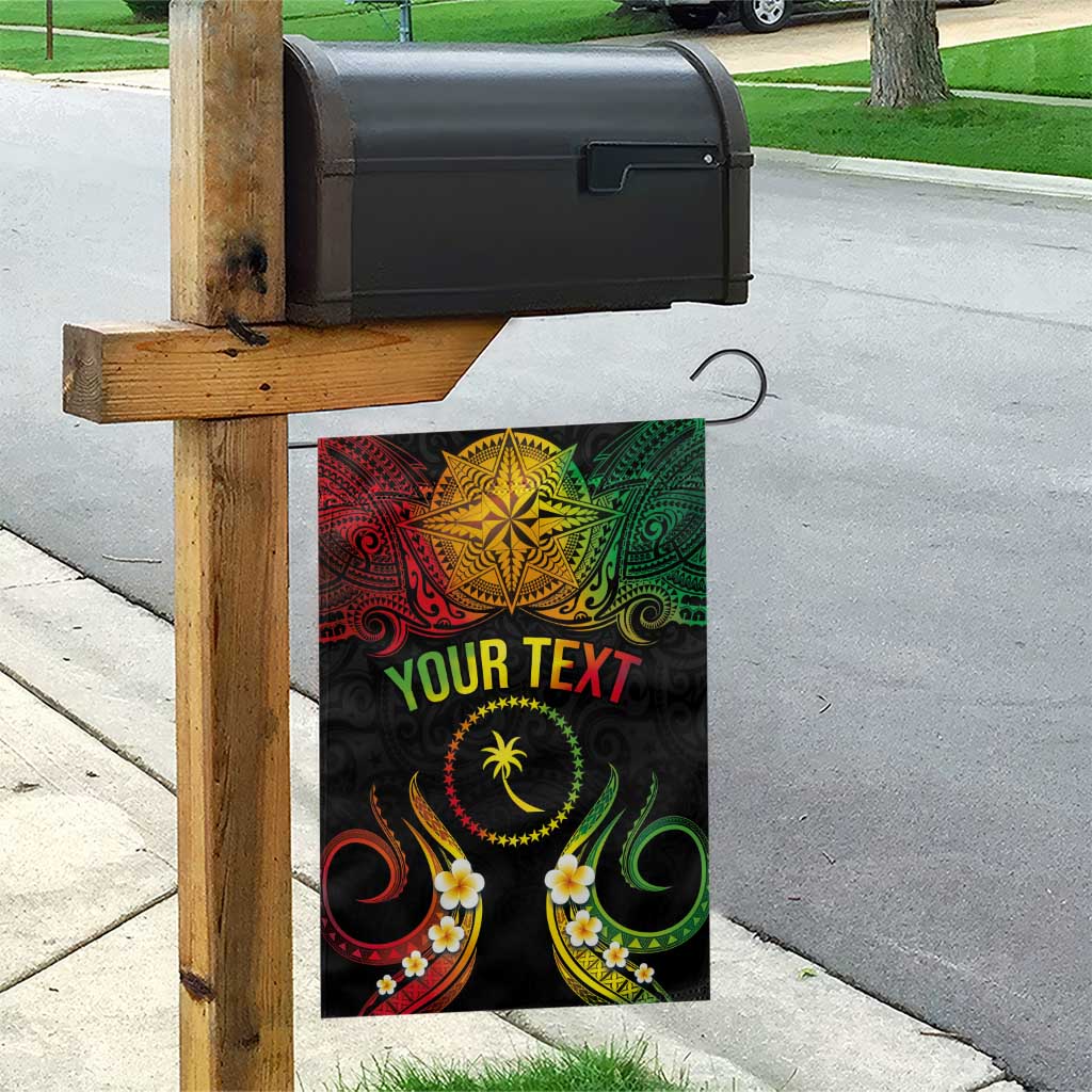 Personalised Chuuk Independence Day Garden Flag Polynesian Tattoo and Plumeria Reggae Color